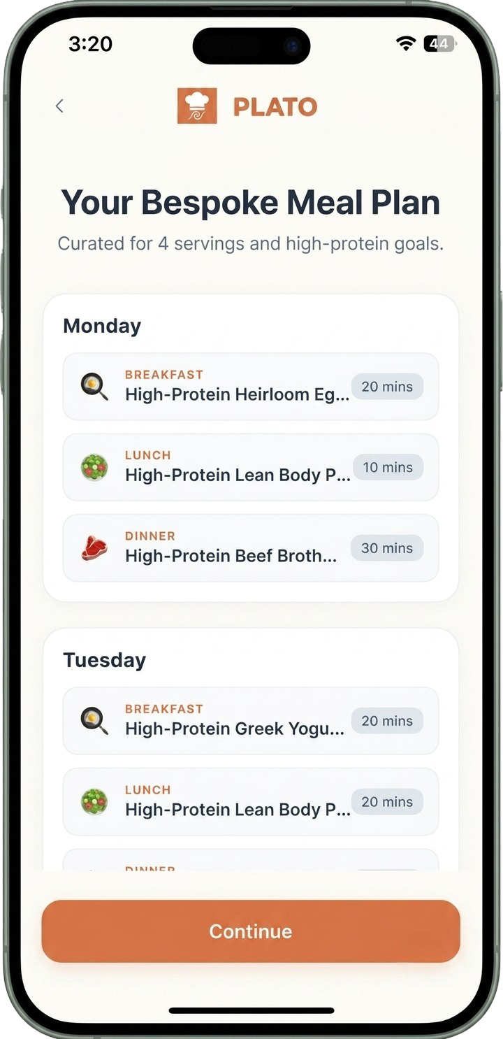 PLATO 7-Day Meal Planner and Grocery List